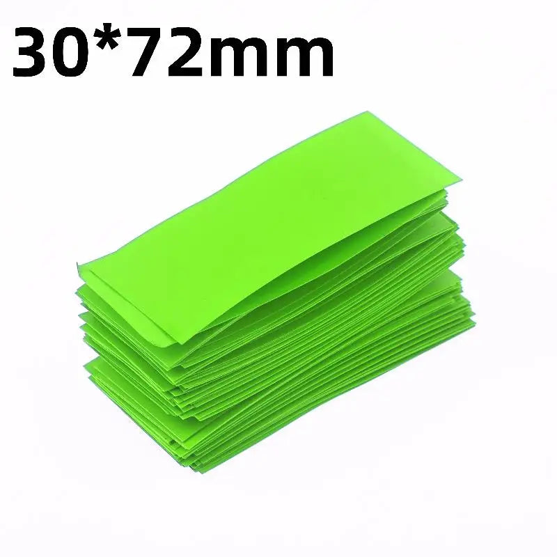 100Pcs 2 Colors Self-Adhesive Insulator Flat PVC Heat Shrink Tubing Battery Wrap For 18650 Lithium Battery Heat Shrink Tube Peaceful Pleasures Health and Wellness Green 100pcs A