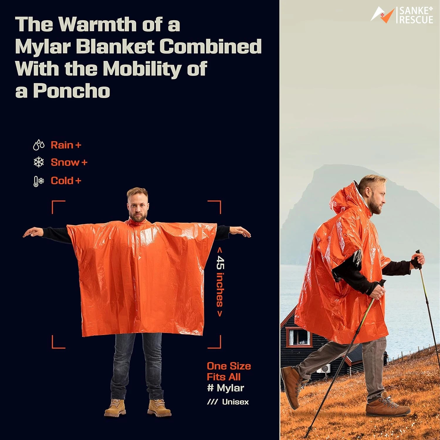 Emergency Rain Poncho Thermal Blanket Poncho Weather Proof Outdoor Survival Camping Gear Survival Gadgets Peaceful Pleasures Health and Wellness
