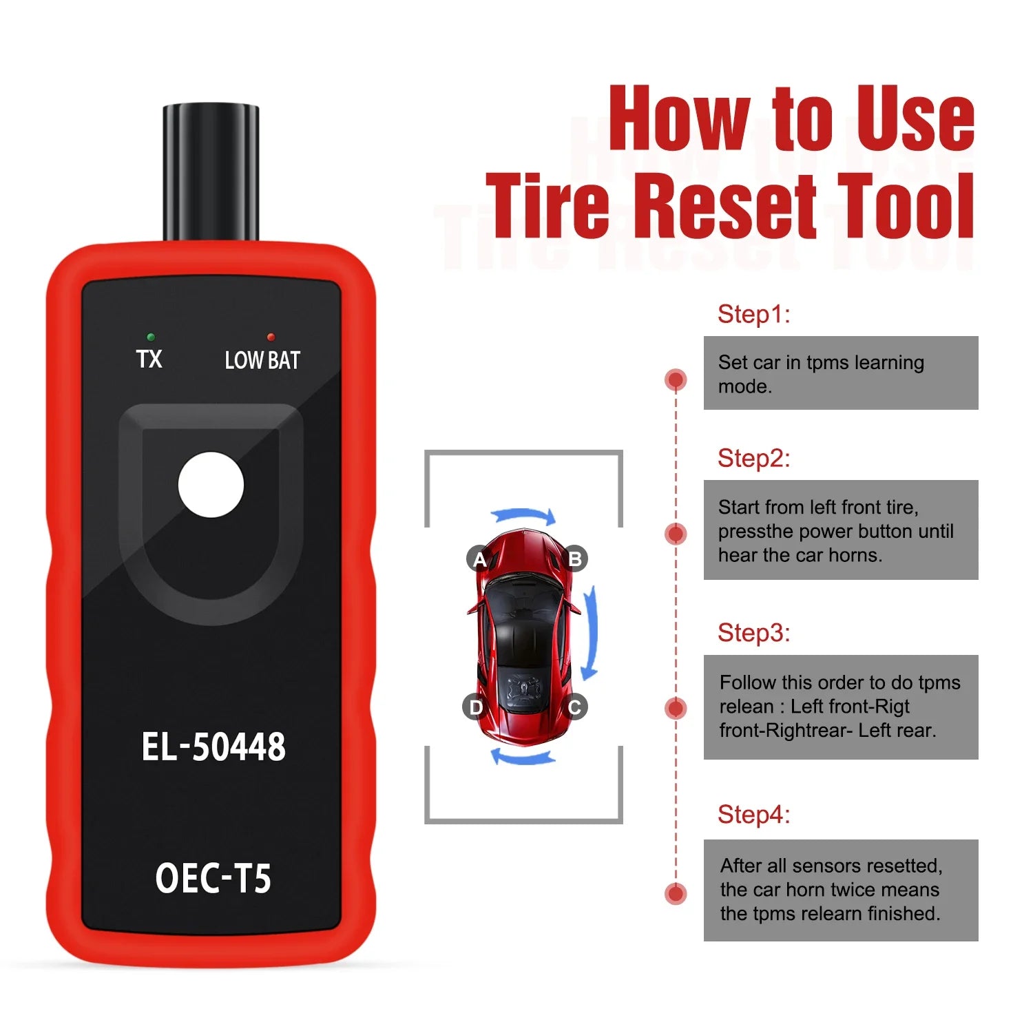 Tire Pressure Resetter El-50448Tpms Is Suitable for Universal Vehicle Models Peaceful Pleasures Health and Wellness