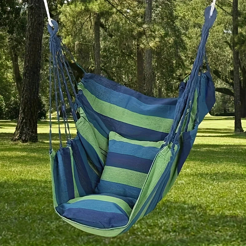 Outdoor Swing Hammock Chair Canvas Leisure Chair No Pillow Or Cushion Dormitory Hammock Swing Rocking Chair(With Storage Bag Peaceful Pleasures Health and Wellness