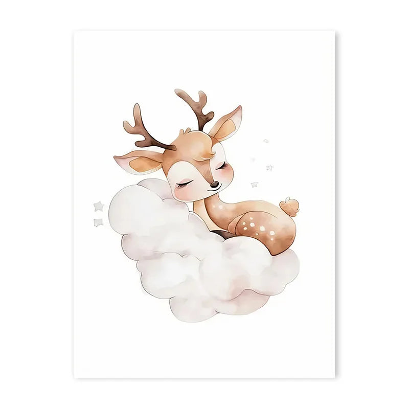 Cute Animal Canvas Wall Art for Kids Bedroom & Nursery