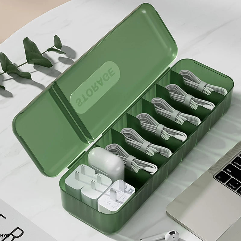 Desktop Covered Data Cable Storage Box Power Charging Sorting Tool