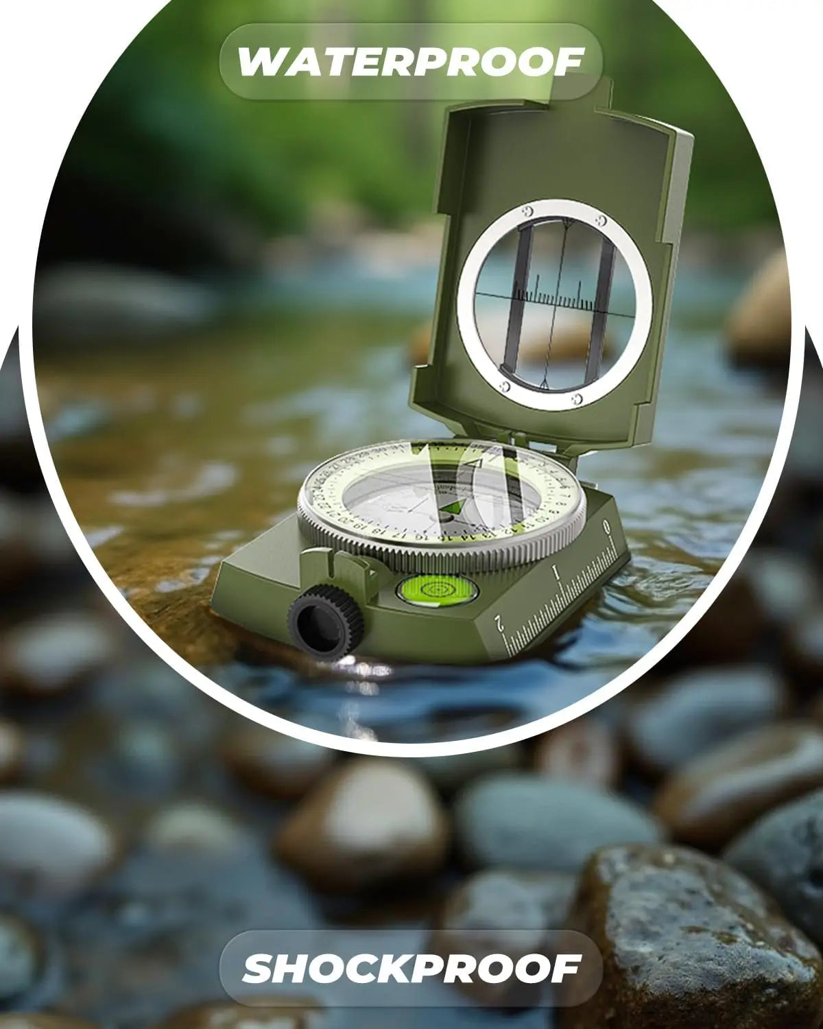 Tactical Waterproof Compass High Precision Professional Metal Sight Clinometer Compass Luminous for Outdoor Survival Essential ﻿ Peaceful Pleasures Health and Wellness
