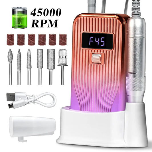 45000 RPM Rechargeable Electric Nail Drill | Home & Salon Electric Nail Drill Peaceful Pleasures Health and Wellness