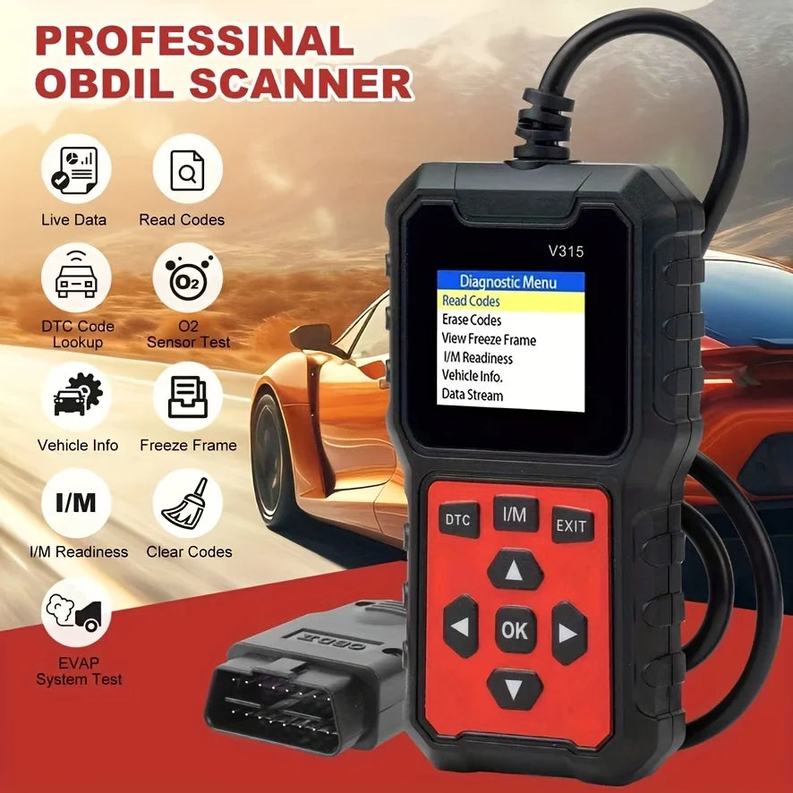 Obd2 Car Diagnostic Tool V315 - Suitable for All Models from 1996 Onwards, up to 36V, No Batteries Required Peaceful Pleasures Health and Wellness