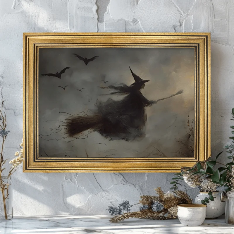 Nordic Style Halloween Poster Aesthetics Ghost Witch Witchcraft Black Cat Pumpkin Canvas Painting Wall Art Room Home Decor Peaceful Pleasures Health and Wellness ZLH5321 100x150cm No Frame