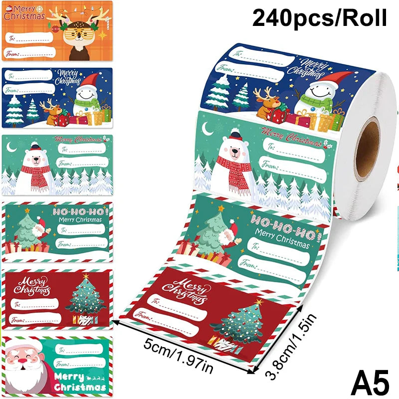 200–500pcs Christmas Stickers PVC Gift Tags & Holiday Seals