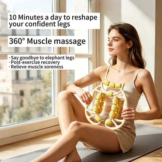 360° Full Wrap Leg Massage Roller Multi Rolling Bead Manual Massager Eliminate Elephant Leg Slimming Tool for Fitness Daily Leg Peaceful Pleasures Health and Wellness