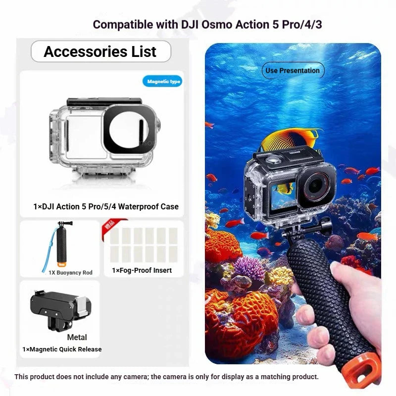 Magnetic Waterproof Diving Case for DJI Action 5 Pro/4/3