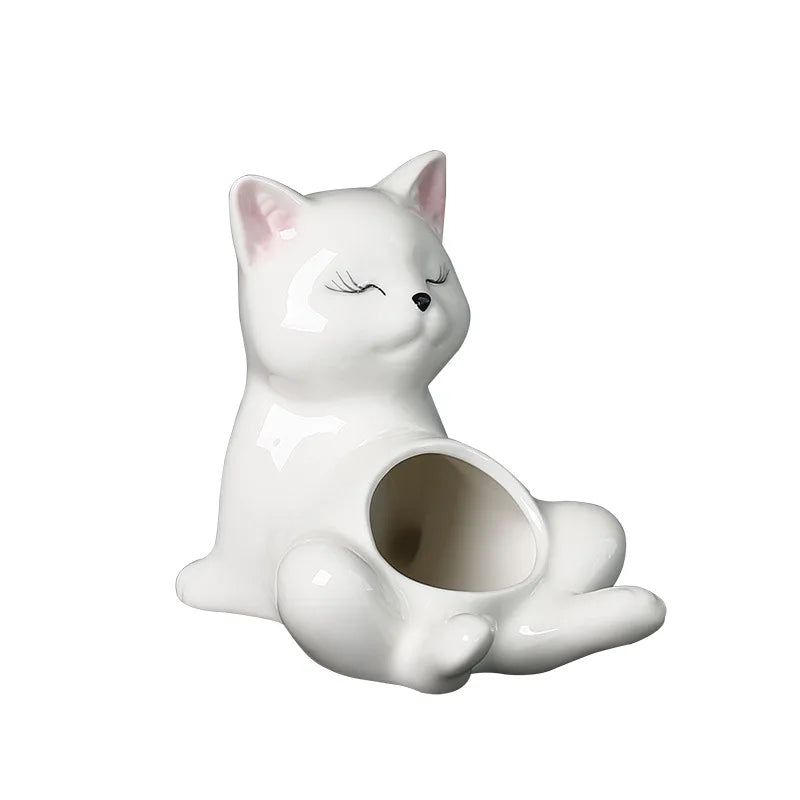 Cartoon Kitten Ceramic Plant Pot | Cat Succulent Vase Décor