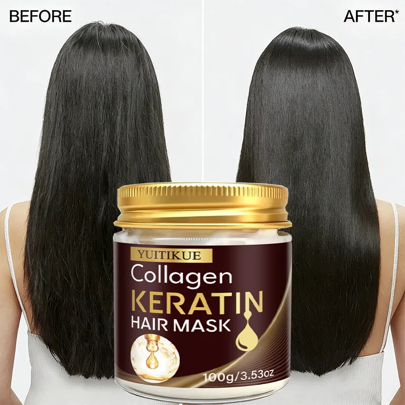 YUITIKUE Collagen Keratin Hair Mask 100g Deep Repair Treatment for Dry Damaged Hair & Split Ends Peaceful Pleasures Health and Wellness