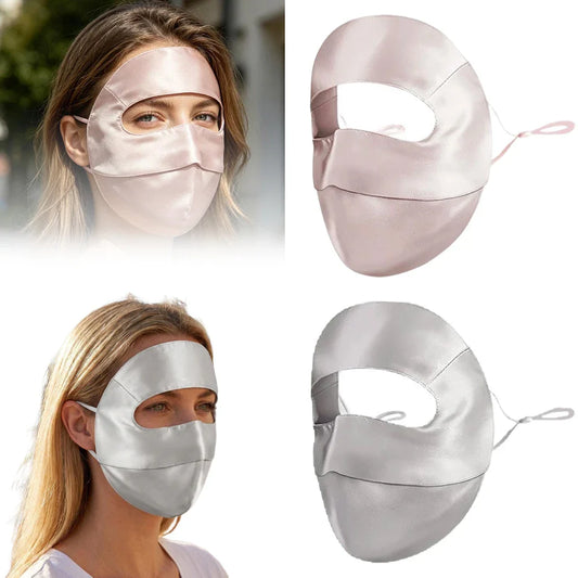 100% Silk Face Mask UPF50+ UV Sun Protection for Women Silk Sun Protection Mask Oasis Select