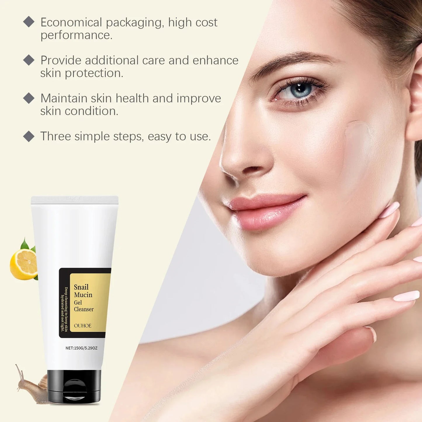 Snail Mucin 96% Face Cream, Essence & Cleanser – Hydrating Set