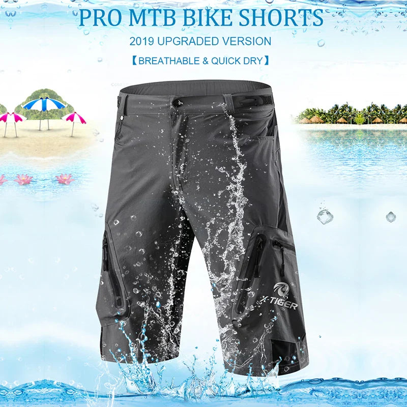 X-TIGER Men's MTB Bike Shorts | Gel Pad, Waterproof, Multi-Pocket