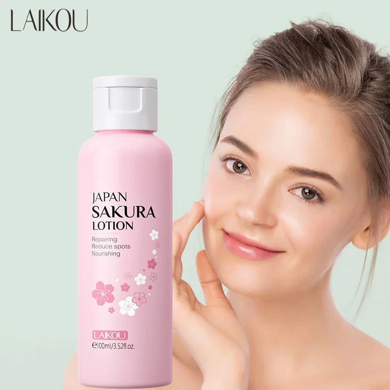 LAIKOU Sakura Face Lotion Moisturizing Essence Shrink Pores Repairing Improve Skin Elasticity 100ML Peaceful Pleasures Health and Wellness