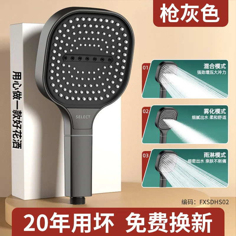 13cm High Pressure Shower Head – 3 Modes & Built-In Filter