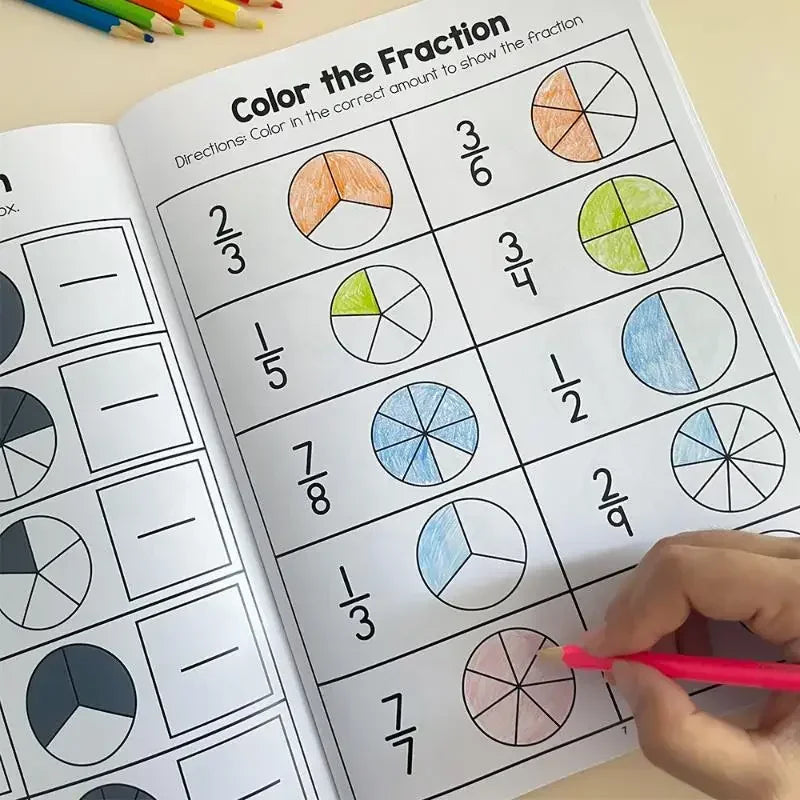 Primary School Fractions Workbook – Math Practice & Teaching Aid