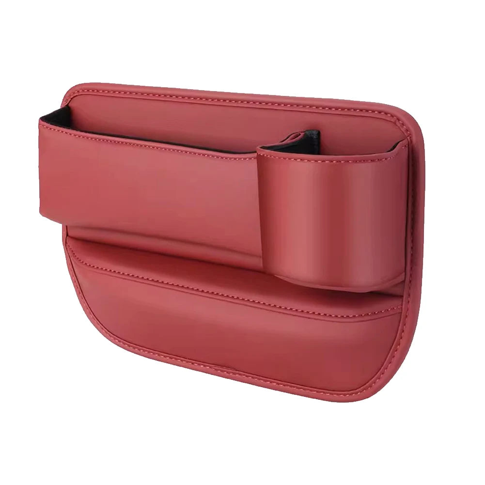 Leather Car Seat Organizer with Cup & Phone Holder Peaceful Pleasures Health and Wellness Passenger Wine Red United States