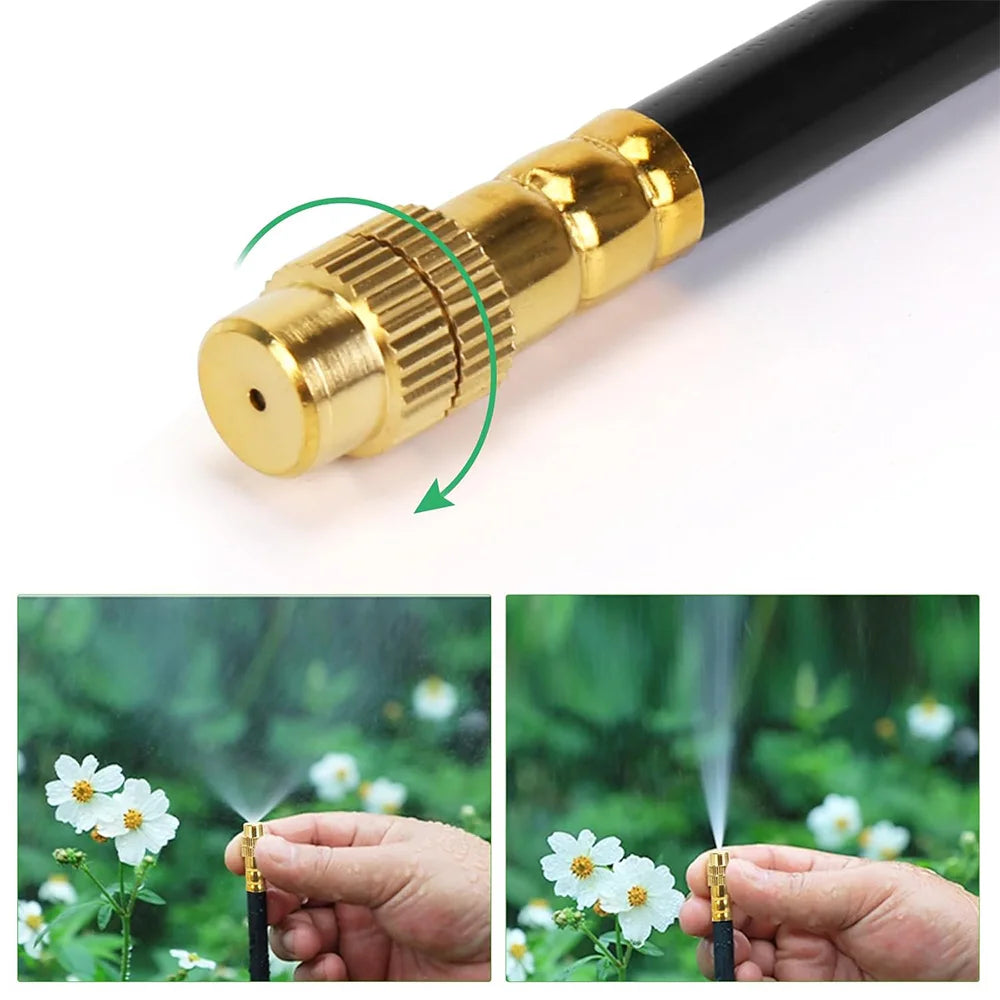 30-5m 1/4" 4/6mm Misting Cooling System 360° Free-bend Adjustable Nozzle Atomizer Sprayer for Outdoor Garden Irrigation Watering Peaceful Pleasures Health and Wellness