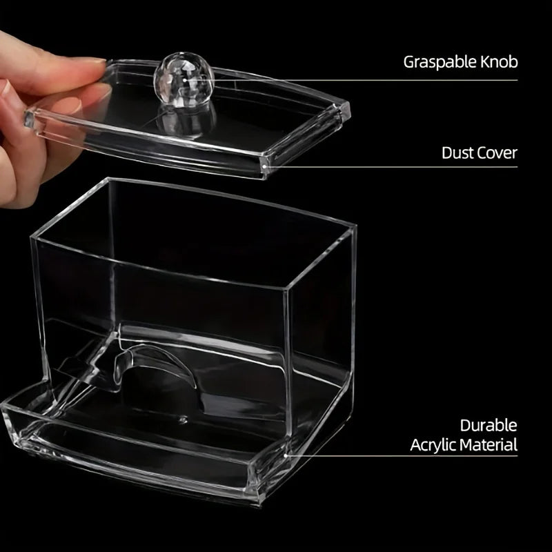 Clear Apothecary Jar Cotton Swab & Pad Holder – Bathroom Canister Organizer (1 or 2 Pack)