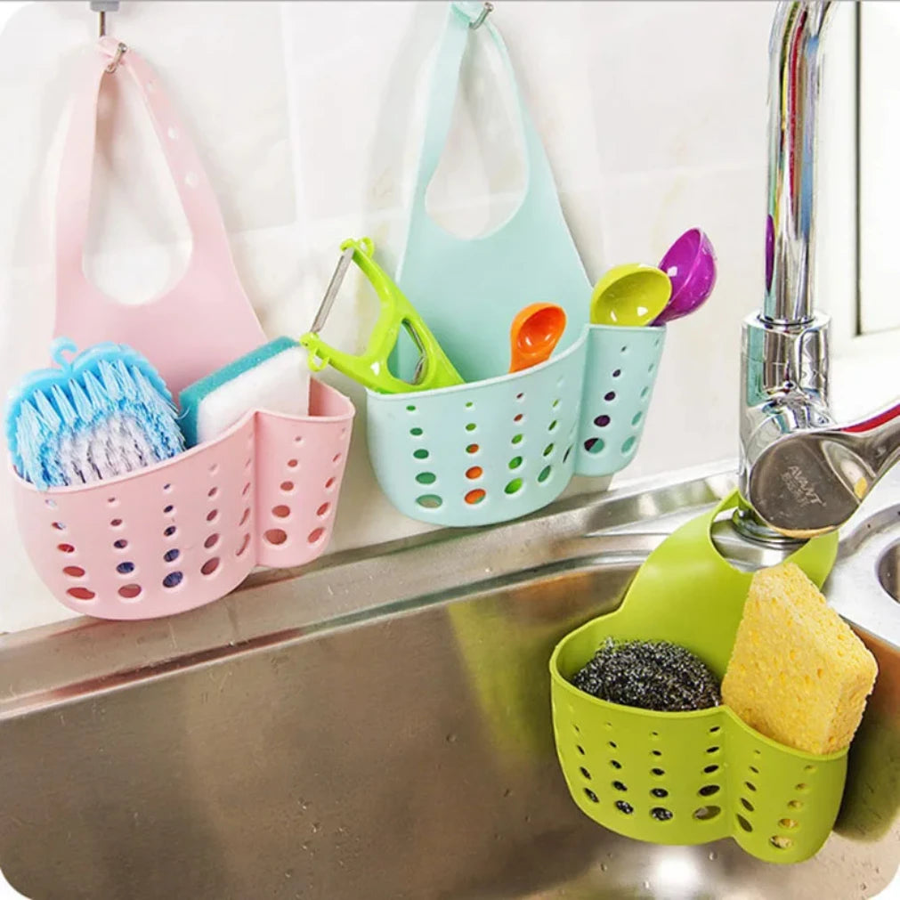 Kitchen Sink Hanging Drain Basket | Soap & Sponge Organizer