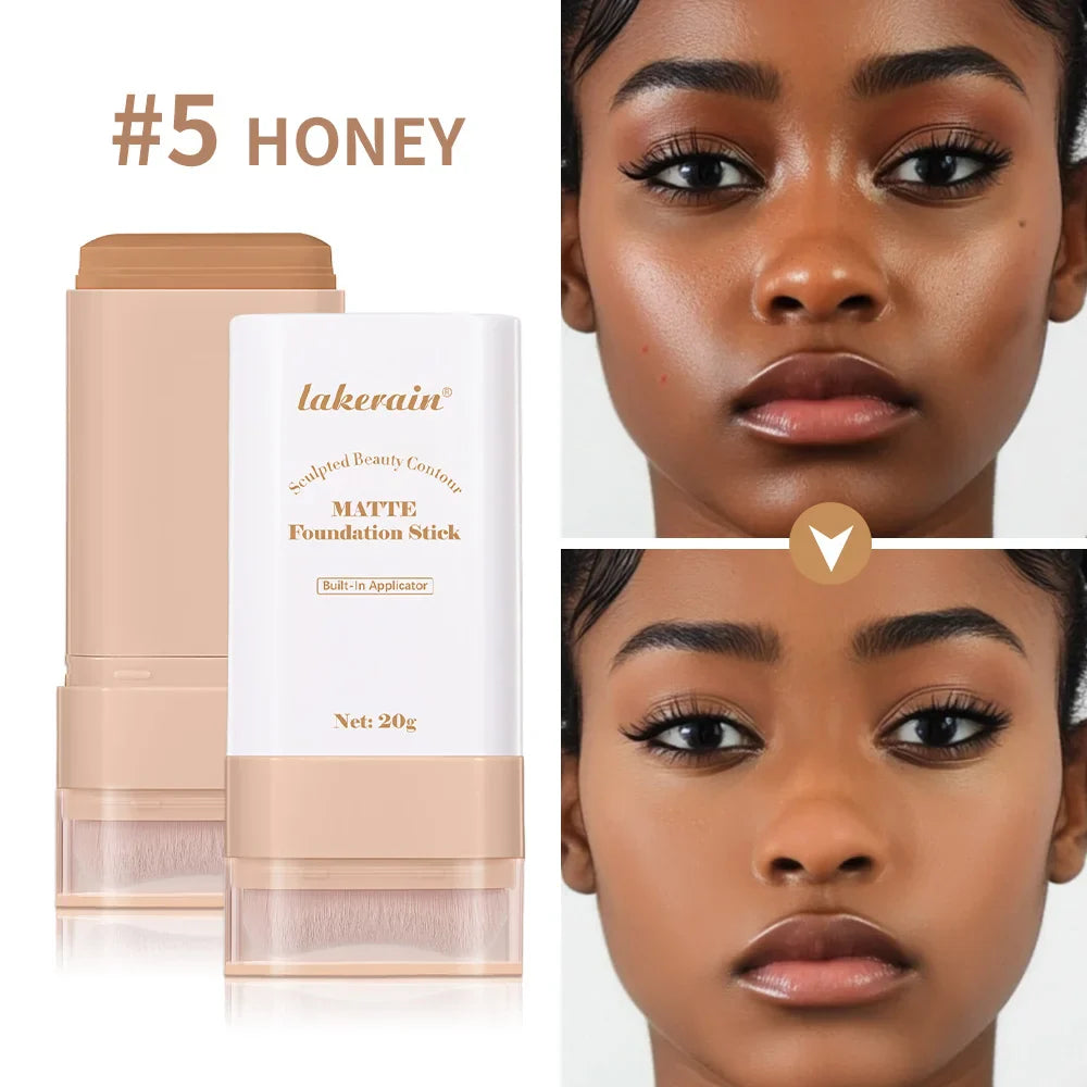 Matte Foundation Stick with Brush – Waterproof & Oil Control