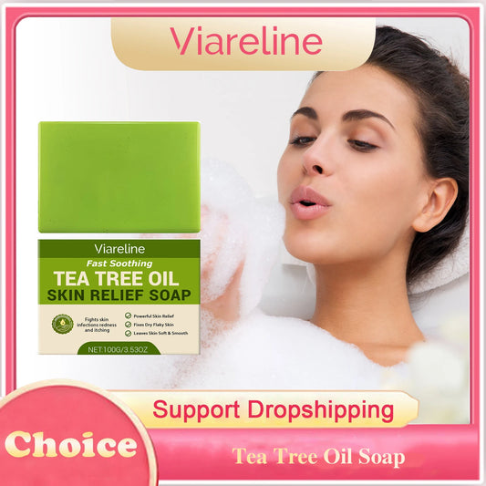 Tea Tree Oil Soap Deep Cleansing Gentle Exfoliating Hydrating Soothing Redness Oil Control Improve Roughness Refreshing Bar Soap Peaceful Pleasures Health and Wellness