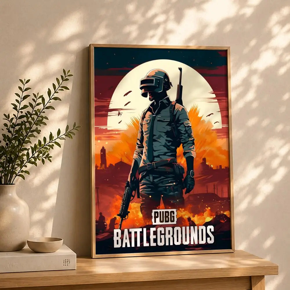 PUBG Battlegrounds HD Wall Poster – Self-Adhesive Waterproof Gaming Wall Poster Peaceful Pleasures Health and Wellness White6 50X70cmNoframe