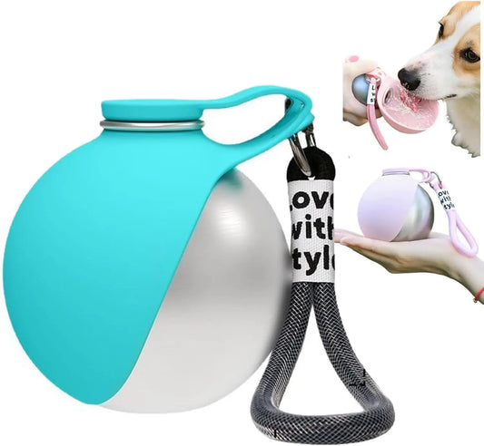 2-in-1 Portable Dog Water Bottle | Stainless Steel & Silicone Pet Travel Water Bottle Peaceful Pleasures Health and Wellness