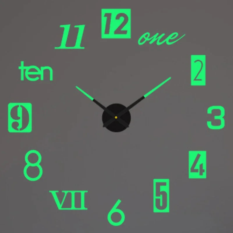 NEW Modern Design Large Wall Clock 3D DIY Quartz Clocks Fashion Watches Acrylic Mirror Stickers Living Room Home Decor Horloge Peaceful Pleasures Health and Wellness