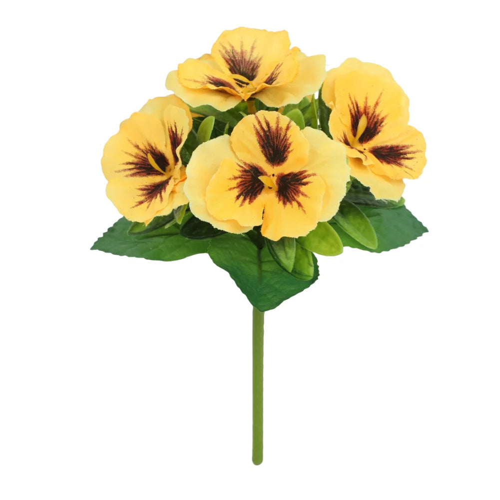5 Heads Artificial Silk Pansy Orchid Flowers Bouquet Wedding Home