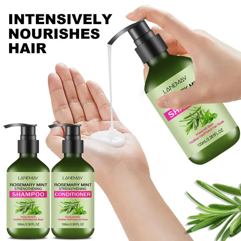 LANEMAV Rosemary Mint Shampoo & Conditioner Set | All Hair