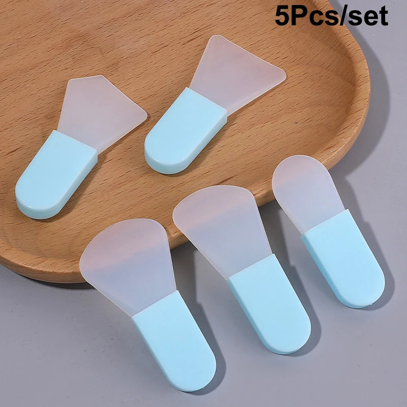 5Pcs Silicone Facial Mask Brush Face&Eye Cream Mud Mask Applicator Scraper Face Cleanse Brushes Travel Portable Skin Care Tools Peaceful Pleasures Health and Wellness 5pcs Blue