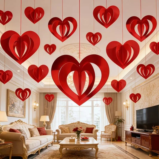 Glitter Heart Sequin Hanging Curtain Decor – 16 PCS Set Hanging Party Decoration Oasis Select