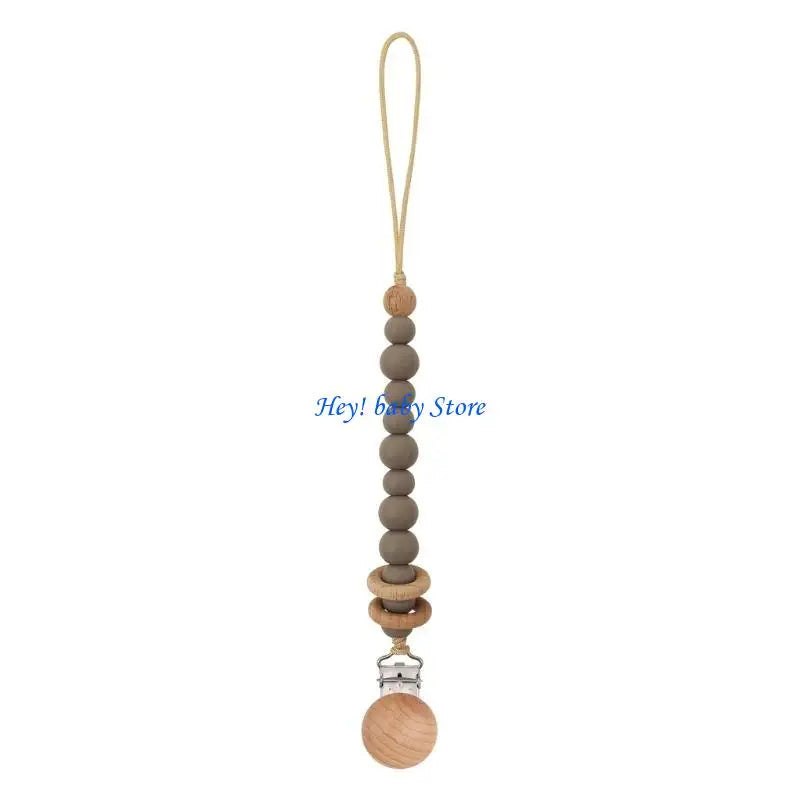 Handmade Wooden Silicone Baby Pacifier Soother Chain | 0–12M