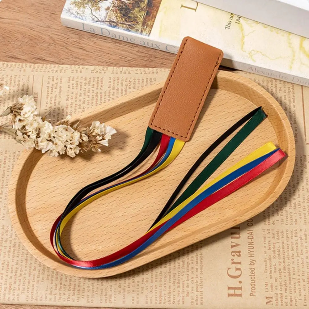 Reading Bookmark Bookmark With Ribbons Pagination Mark PU Leather Book Reading Sorter Multi-color Handcrated Book Paginator Peaceful Pleasures Health and Wellness
