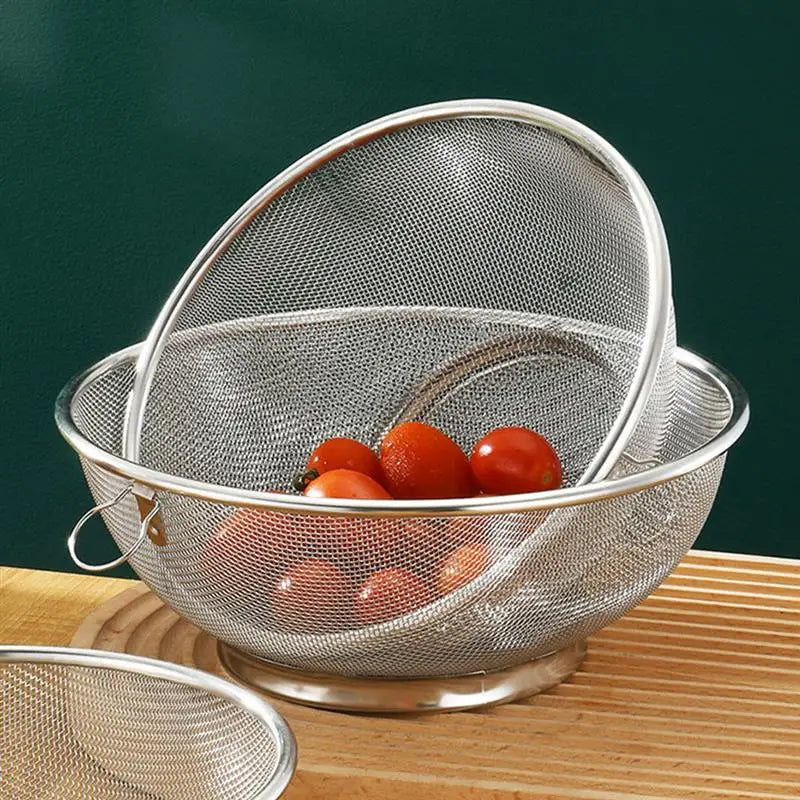1300ml Stainless Steel Colander Bowl Set Kitchen Strainer Washer Drainer Basket Vegetable Fruit Rice Draining Tool Fine Peaceful Pleasures Health and Wellness