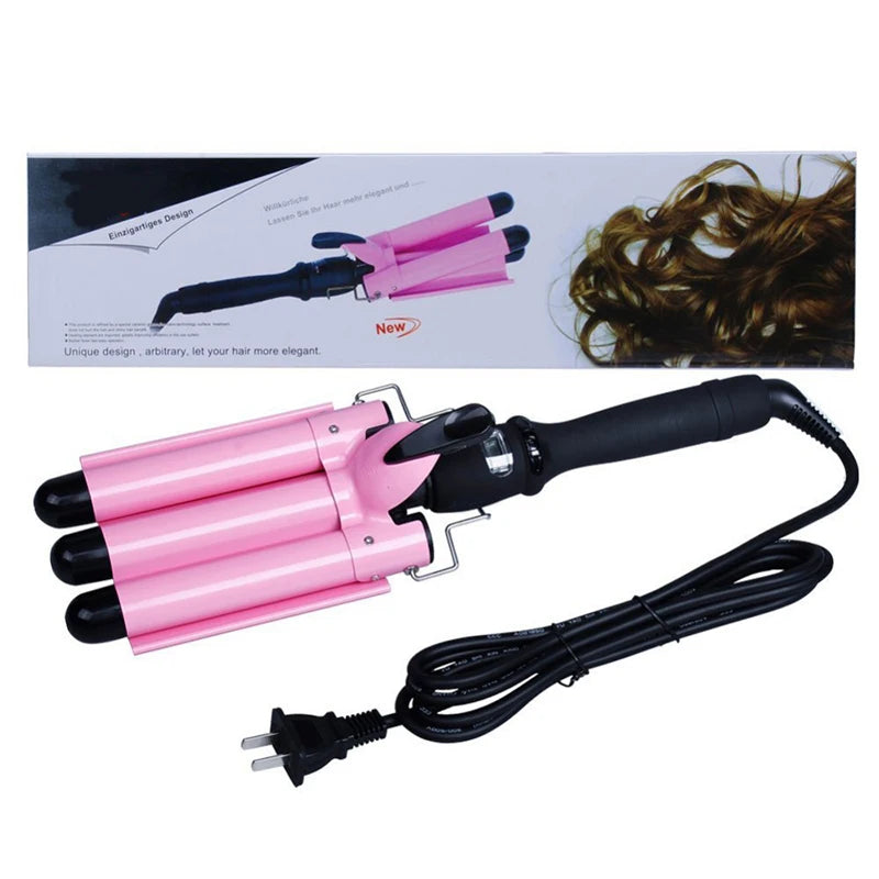 Professional Curling Ceramic Hair Curler Wave Waver Styling Tools Styler Wand Three Barrel Hair Curler Irons Automatic Peaceful Pleasures Health and Wellness