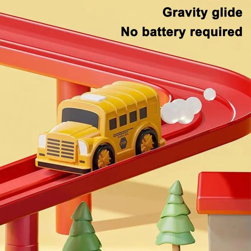 Kids Mechanical Racing Car Track Toy – Battery-Free Brain Game Car Track Toy Set Peaceful Pleasures Health and Wellness