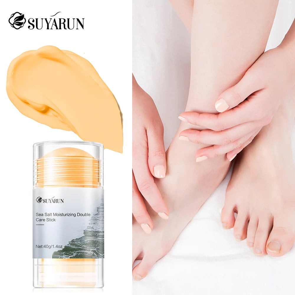 SUYARUN Sea Salt Foot Cream Stick - Exfoliating Moisturizer for Cracked Heels, Anti-Cracking Pedi Care, Natural Hydration. Peaceful Pleasures Health and Wellness