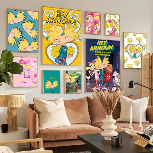 Cartoon Hey ArnoldS Poster Classic Vintage Posters HD Quality Wall Art Canvas Painting Retro Posters for Home Room Wall Decor Peaceful Pleasures Health and Wellness