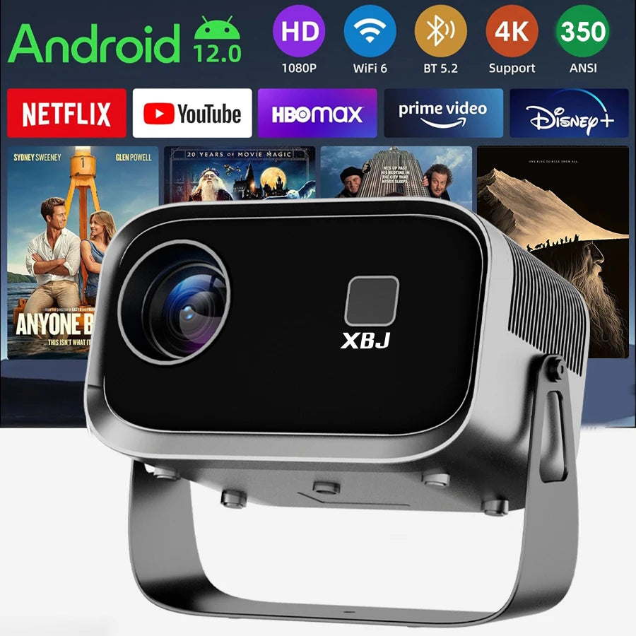 Mini 4K Projector Wall Projector, Portable Outdoor Movie Projector with Built-in Wi-Fi, Speaker & Digital Keystone, HDMI/BT, Peaceful Pleasures Health and Wellness