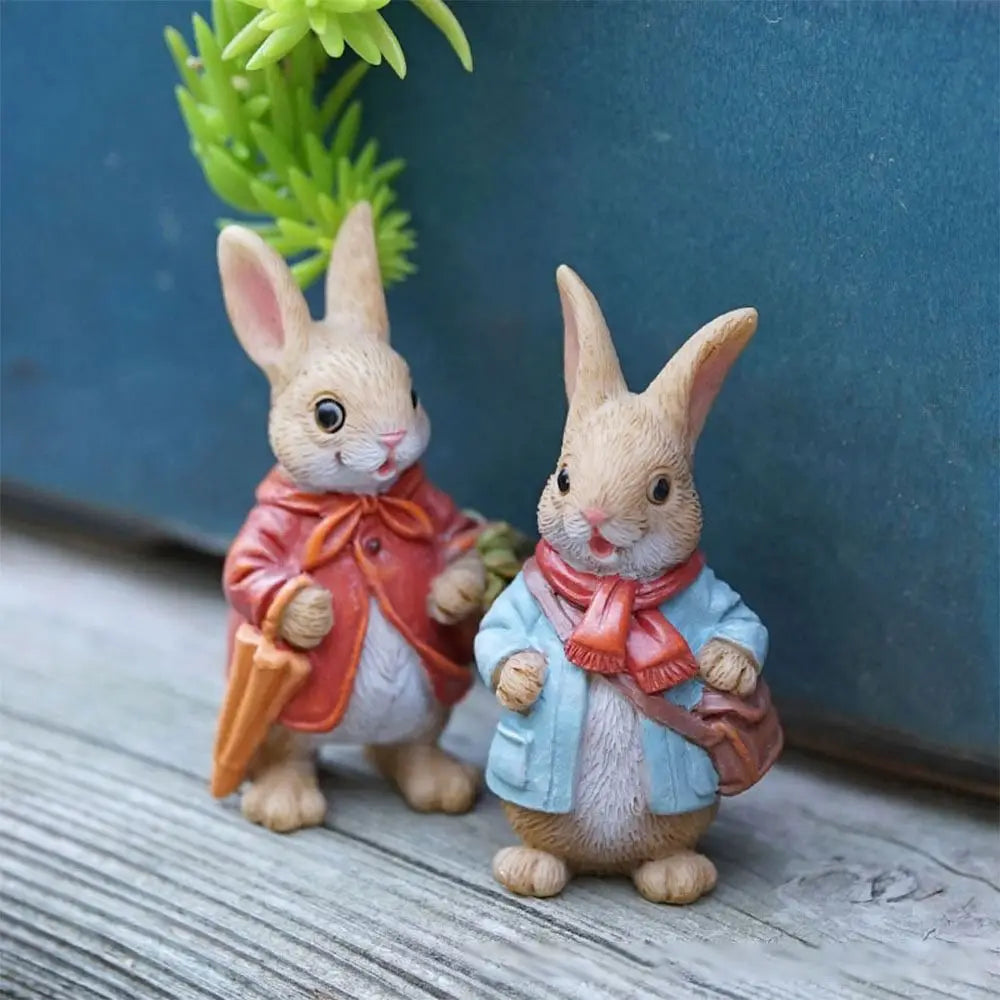 Cartoon Rabbit & Turtle Resin Garden Figurines | Micro Landscape