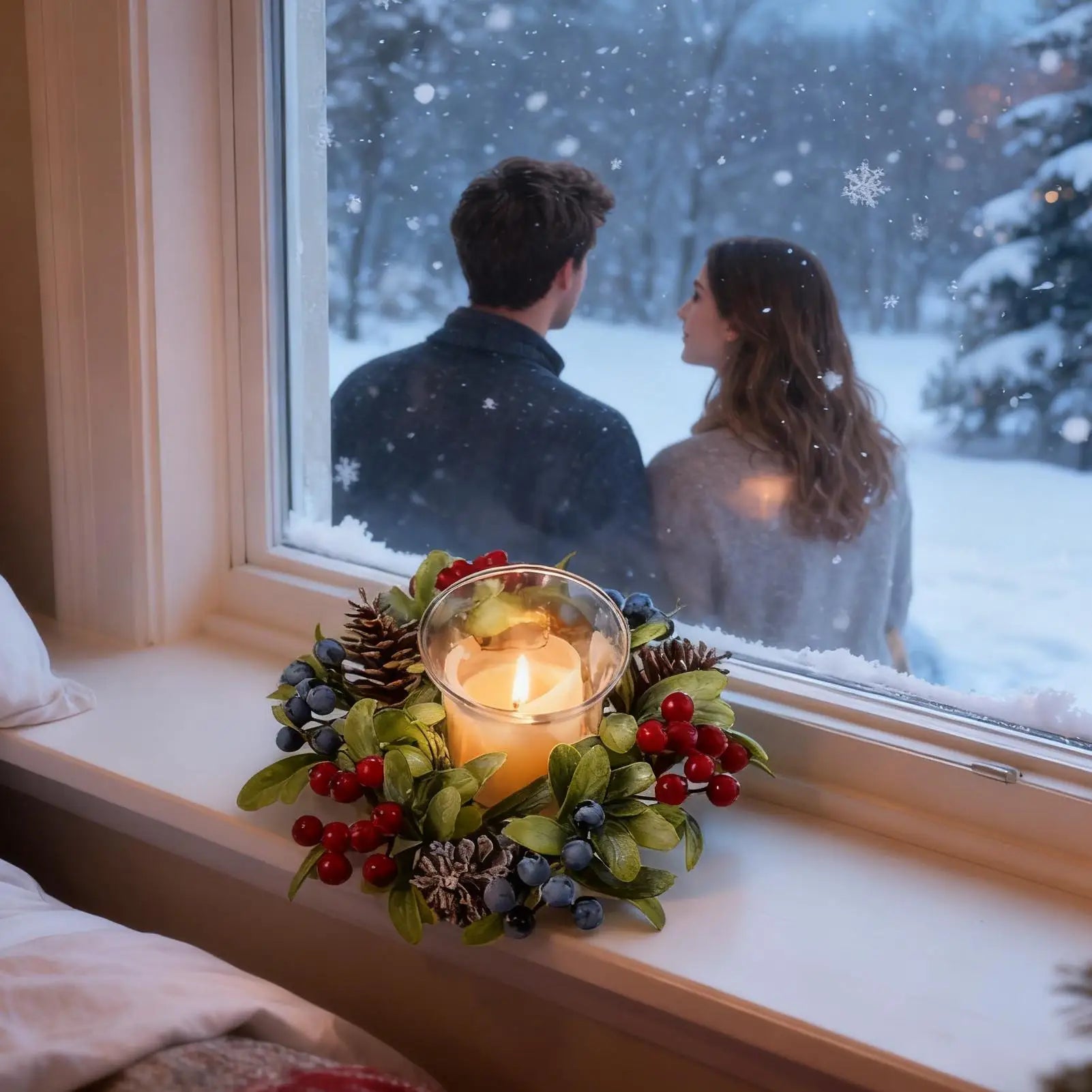 Candle Wreath Rings Holiday Table Centerpieces Artificial Berries Candle Rings For Kitchen Cabinet Window Door Farmhouse Dinner Peaceful Pleasures Health and Wellness