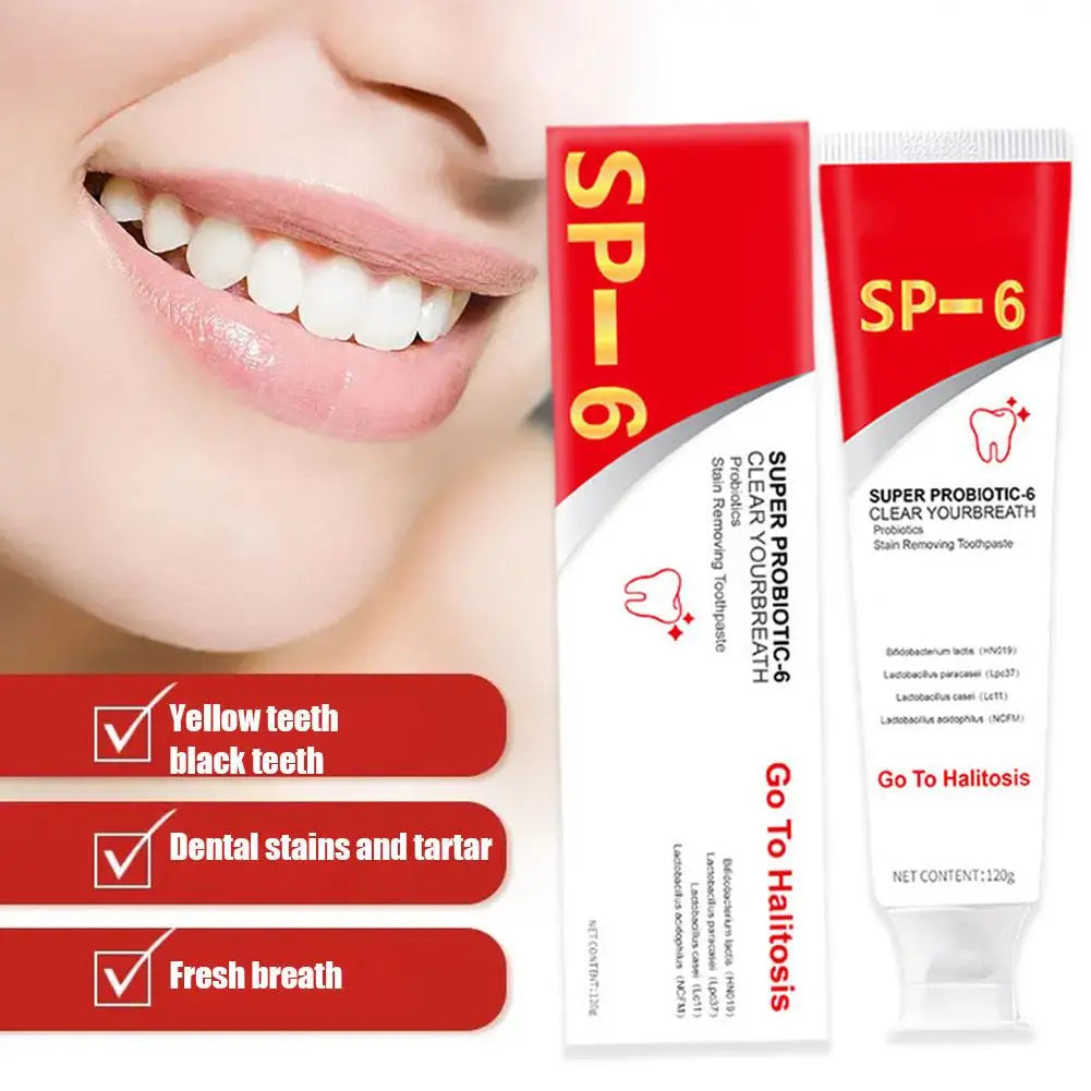 SP-6 Probiotic Whitening Toothpaste – Stain Remover & Fresh Breath
