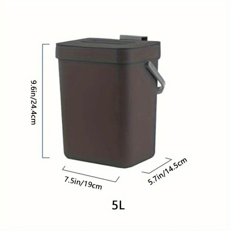 Quiet-Close Sealed Trash Can 3/5L – Space-Saving Kitchen & Office Bin