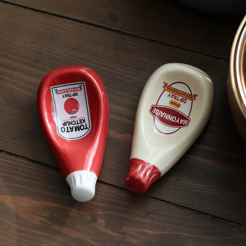 Restaurant Chili Sauce Squeeze Ketchup Mayonnaise Salad Sauce Dish Soy Sauce Dish Restaurant Ceramic Plate Dishes Home Plate Peaceful Pleasures Health and Wellness