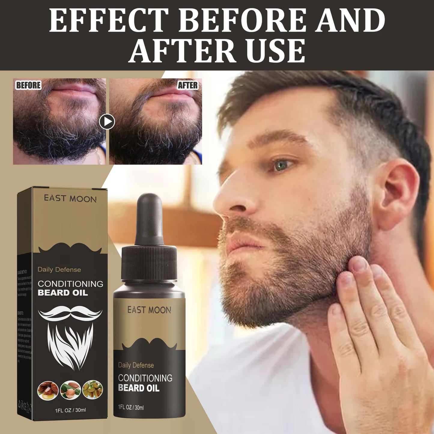 East Moon Beard Growth Oil 30ml – Nourishing Beard Care Serum