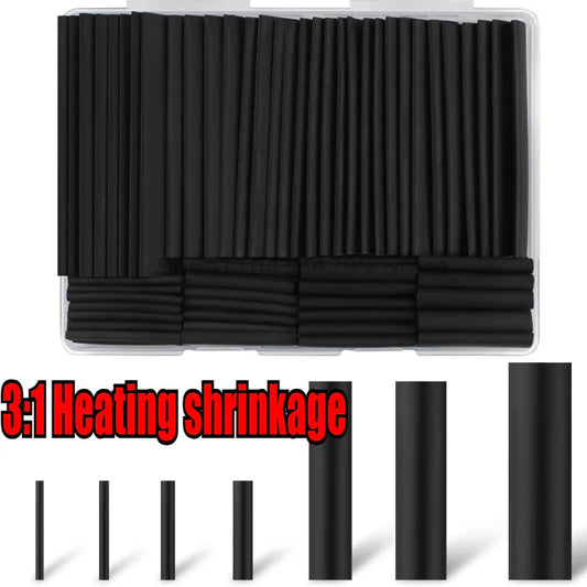 127-Piece Black Heat Shrink Tubing Set | 7 Sizes Polyolefin Heat Shrink Tubing Oasis Select Default Title