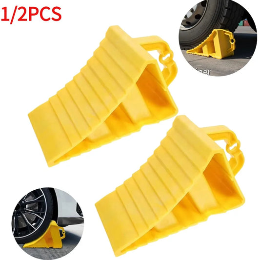 1/2pcs Car Wheel Chock Portable Anti-Slip Tire Stop Block For RV Truck Trailer Heavy Duty Parking Wedge Wear-Resistant Stopper Peaceful Pleasures Health and Wellness